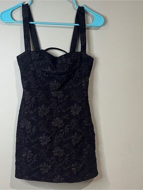SHEIN Black Floral Jacquard Tank Dress